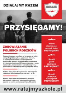 Protesty przeciw planom Nowackiej w całej Polsce. „Tak dla edukacji! Nie dla deprawacji!” - MY RODZICE PRZYSIEGAMY awers